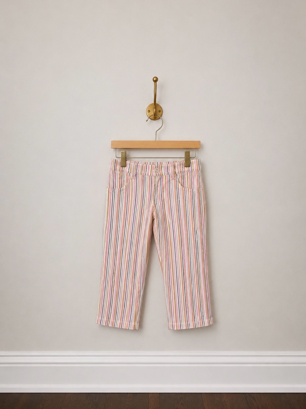 Mango Striped Capri Pants - Pink Multi